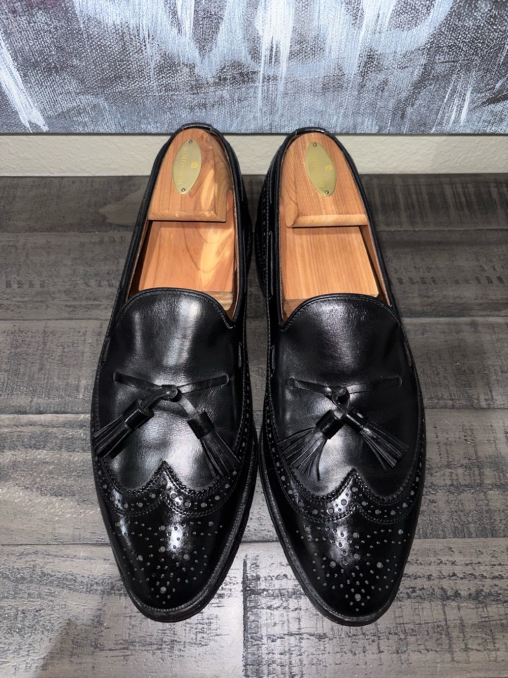 Allen Edmonds Manchester tassel loafers in black calfskin leather SZ 8.5 - Picture 7 of 11